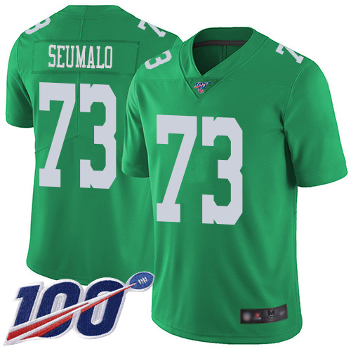 Men Philadelphia Eagles #73 Isaac Seumalo Limited Green Rush Vapor Untouchable NFL Jersey 100th Season->nfl t-shirts->Sports Accessory